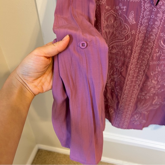 Savanna Jane Embroidered Long Sleeve Purple Blouse Top Large L - Picture 7 of 8